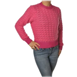Pinko - Sweater with Embossed Wool Motif - Pink - Sweater - Made in Italy - Luxury Exclusive Collection - Avvenice