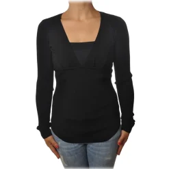 Pinko - Tight-fitting Sweater Ecco with V-neck - Black - Sweater - Made in Italy - Luxury Exclusive Collection - Avvenice