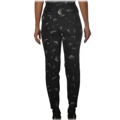 Pinko - Trousers Bella11 Straight Leg Planet Print - Black - Trousers - Made in Italy - Luxury Exclusive Collection - Avvenice