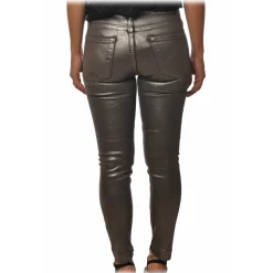 Pinko - Trousers Sabrina9 Slim Fit in Pleated Canvas - Silver - Trousers - Made in Italy - Luxury Exclusive Collection - Avvenice