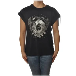 Pinko - T-shirt Cantucci with Print and Fringes - Black - T-shirt - Made in Italy - Luxury Exclusive Collection - Avvenice