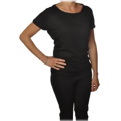 Pinko - T-shirt Hercules with Boat Neck and Laces - Black - T-shirt - Made in Italy - Luxury Exclusive Collection - Avvenice