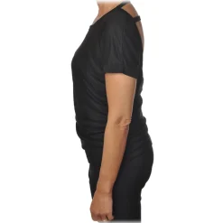 Pinko - T-shirt Hercules with Boat Neck and Laces - Black - T-shirt - Made in Italy - Luxury Exclusive Collection - Avvenice