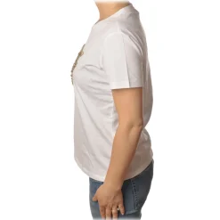 Pinko - T-shirt Quentin1 with Swallows Logo in Rhinestones - White - T-shirt - Made in Italy - Luxury Exclusive Collection - Avvenice