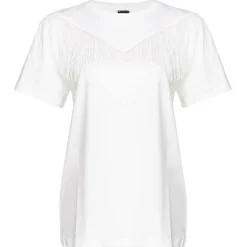 Pinko - T-Shirt with Thin Fringes Detail - White - T-shirt - Made in Italy - Luxury Exclusive Collection - Avvenice