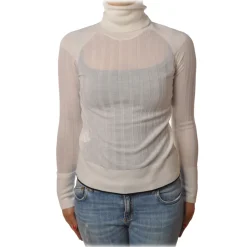 Pinko - Turtleneck Sweater Accanto in Ribbed Knit - White - Sweater - Made in Italy - Luxury Exclusive Collection - Avvenice