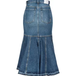Pinko - Vintage Effect Denim Midi Skirt - Blue - Skirt - Made in Italy - Luxury Exclusive Collection - Avvenice