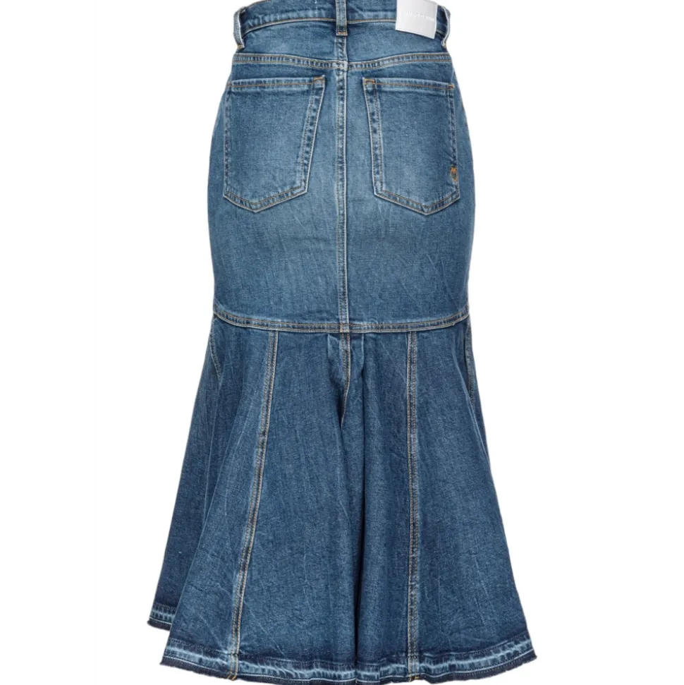 Pinko - Vintage Effect Denim Midi Skirt - Blue - Skirt - Made in Italy - Luxury Exclusive Collection - Avvenice