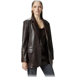 Pinko - Vintage Effect Eco-Leather Blazer - Brown - Jacket - Made in Italy - Luxury Exclusive Collection - Avvenice