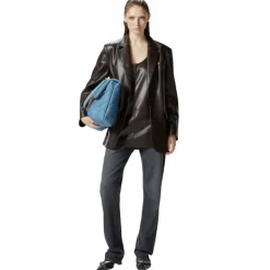 Pinko - Vintage Effect Eco-Leather Blazer - Brown - Jacket - Made in Italy - Luxury Exclusive Collection - Avvenice