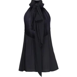 Pinko - Viscose Top with Ribbon - Black - Top - Made in Italy - Luxury Exclusive Collection - Avvenice