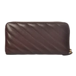 Pinko - Wallet Ryder v Quilt in Leather with Logo - Bordeaux - Bag - Made in Italy - Luxury Exclusive Collection - Avvenice