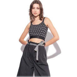 Pinko - Wide Leg Cropped Poplin Trousers - Black - Trousers - Made in Italy - Luxury Exclusive Collection - Avvenice