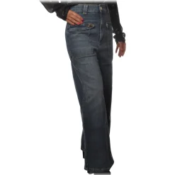 Pinko - Wide Leg Jeans Parker1 with Rectangular Pockets - Dark Denim - Trousers - Made in Italy - Luxury Exclusive Collection - Avvenice