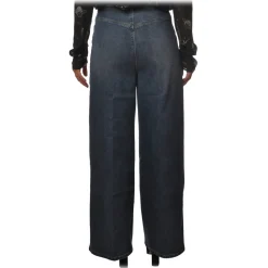 Pinko - Wide Leg Jeans Parker1 with Rectangular Pockets - Dark Denim - Trousers - Made in Italy - Luxury Exclusive Collection - Avvenice