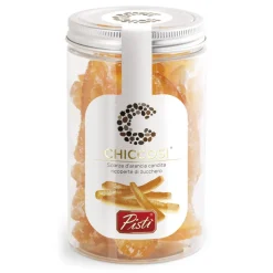 Pistì - Chiccosi - Candied Orange Peel and Grain of Sugar Coating - Fine Pastry in Jar - Avvenice