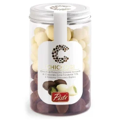 Pistì - Chiccosi Mix - Sicilian Pistachio Beans Covered with Chocolate - Fine Pastry in Jar - Avvenice