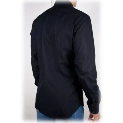 Poggianti 1985 - Black Poplin Shirt Italian Collar - Handmade in Italy - New Luxury Exclusive Collection - Avvenice