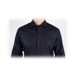 Poggianti 1985 - Black Poplin Shirt Italian Collar - Handmade in Italy - New Luxury Exclusive Collection - Avvenice