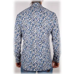 Poggianti 1985 - Blue Fantasy Shirt Italian Collar - Handmade in Italy - New Luxury Exclusive Collection - Avvenice