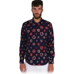 Poggianti 1985 - Blue Soft Collar Fantasy Shirt - Handmade in Italy - New Luxury Exclusive Collection - Avvenice