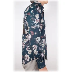 Poggianti 1985 - Blue Soft Collar Patterned Shirt - Handmade in Italy - New Luxury Exclusive Collection - Avvenice