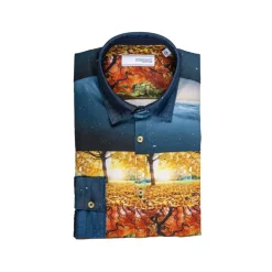 Poggianti 1985 - Camicia Fantasia Autunno Collo Italiano - Handmade in Italy - New Luxury Exclusive Collection - Avvenice