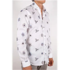 Poggianti 1985 - Cotton Shirt with Embroidery - Handmade in Italy - New Luxury Exclusive Collection - Avvenice