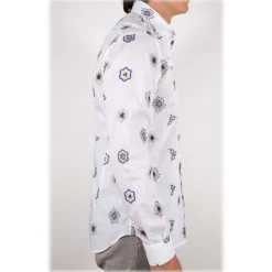 Poggianti 1985 - Cotton Shirt with Embroidery - Handmade in Italy - New Luxury Exclusive Collection - Avvenice