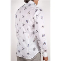 Poggianti 1985 - Cotton Shirt with Embroidery - Handmade in Italy - New Luxury Exclusive Collection - Avvenice