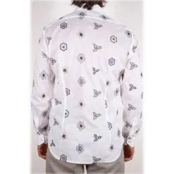 Poggianti 1985 - Cotton Shirt with Embroidery - Handmade in Italy - New Luxury Exclusive Collection - Avvenice