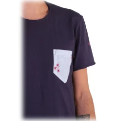 Poggianti 1985 - Cotton T-Shirt 924-02 Blue - Handmade in Italy - New Luxury Exclusive Collection - Avvenice