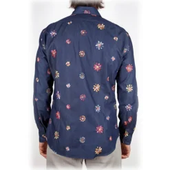 Poggianti 1985 - Denim Shirt with Embroidery - Handmade in Italy - New Luxury Exclusive Collection - Avvenice