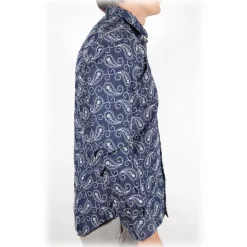 Poggianti 1985 - Denim Shirt with Embroidery - Handmade in Italy - New Luxury Exclusive Collection - Avvenice