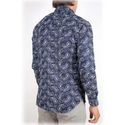 Poggianti 1985 - Denim Shirt with Embroidery - Handmade in Italy - New Luxury Exclusive Collection - Avvenice