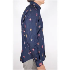 Poggianti 1985 - Denim Shirt with Embroidery - Handmade in Italy - New Luxury Exclusive Collection - Avvenice