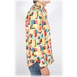 Poggianti 1985 - Fantasy Shirt Korean Collar Multicolor - Handmade in Italy - New Luxury Exclusive Collection - Avvenice