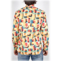 Poggianti 1985 - Fantasy Shirt Korean Collar Multicolor - Handmade in Italy - New Luxury Exclusive Collection - Avvenice