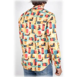 Poggianti 1985 - Fantasy Shirt Korean Collar Multicolor - Handmade in Italy - New Luxury Exclusive Collection - Avvenice