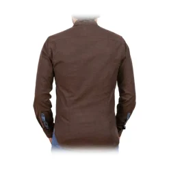 Poggianti 1985 - Flannel Shirt with Fantasy Contrasts - Handmade in Italy - New Luxury Exclusive Collection - Avvenice