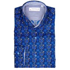 Poggianti 1985 - Light Blue / White Patterned Soft Collar Shirt - Handmade in Italy - New Luxury Exclusive Collection - Avvenice