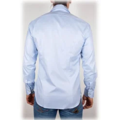 Poggianti 1985 - Light Blue Oxford French Collar Shirt - Handmade in Italy - New Luxury Exclusive Collection - Avvenice