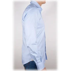 Poggianti 1985 - Light Blue Poplin Shirt Italian Collar - Handmade in Italy - New Luxury Exclusive Collection - Avvenice