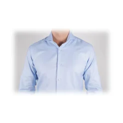 Poggianti 1985 - Light Blue Poplin Shirt Italian Collar - Handmade in Italy - New Luxury Exclusive Collection - Avvenice