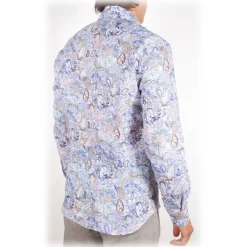 Poggianti 1985 - Linen Fantasy Shirt French Collar - Handmade in Italy - New Luxury Exclusive Collection - Avvenice