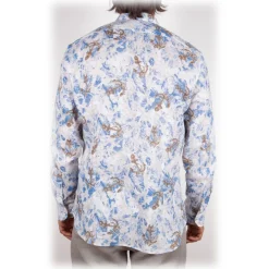 Poggianti 1985 - Linen Fantasy Shirt French Collar - Handmade in Italy - New Luxury Exclusive Collection - Avvenice