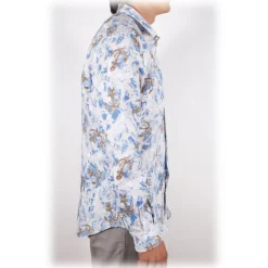 Poggianti 1985 - Linen Fantasy Shirt French Collar - Handmade in Italy - New Luxury Exclusive Collection - Avvenice