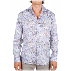 Poggianti 1985 - Linen Fantasy Shirt French Collar - Handmade in Italy - New Luxury Exclusive Collection - Avvenice