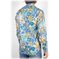 Poggianti 1985 - Linen Fantasy Shirt French Collar - Handmade in Italy - New Luxury Exclusive Collection - Avvenice