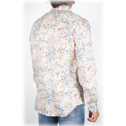 Poggianti 1985 - Linen Fantasy Shirt French Collar - Handmade in Italy - New Luxury Exclusive Collection - Avvenice